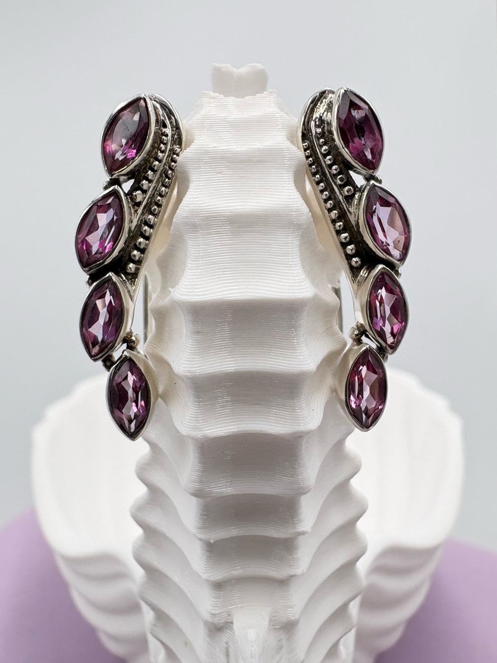 Vintage Nicky Butler NB 925 Silver Faceted Amethyst Marquise Climber Earrings